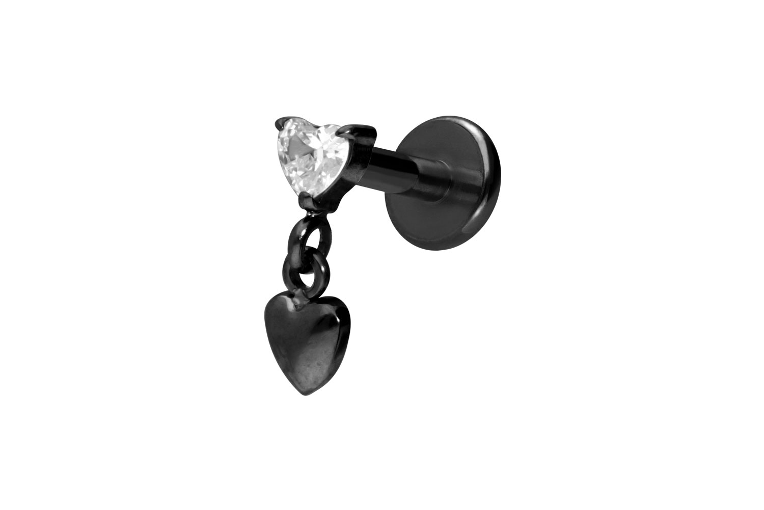 Titan Labret Piercing mit Innengewinde 2 HERZEN